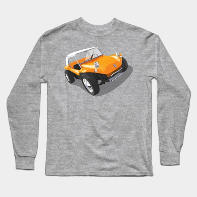 beach buggy in orange Long Sleeve T-Shirt by candcretro